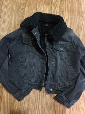art class Black Sherpa-Lined Jean Jacket for Kids - Size 6x. Never Worn